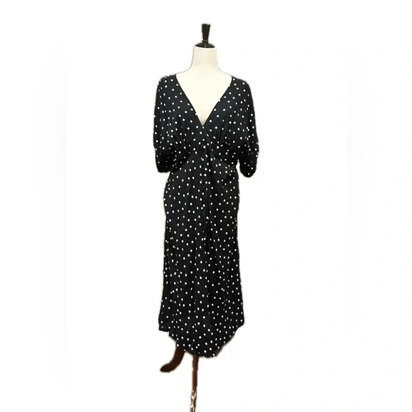 ASOS | Dresses | Asos Large Black And White Polka Dot Midi Dress | Poshmark